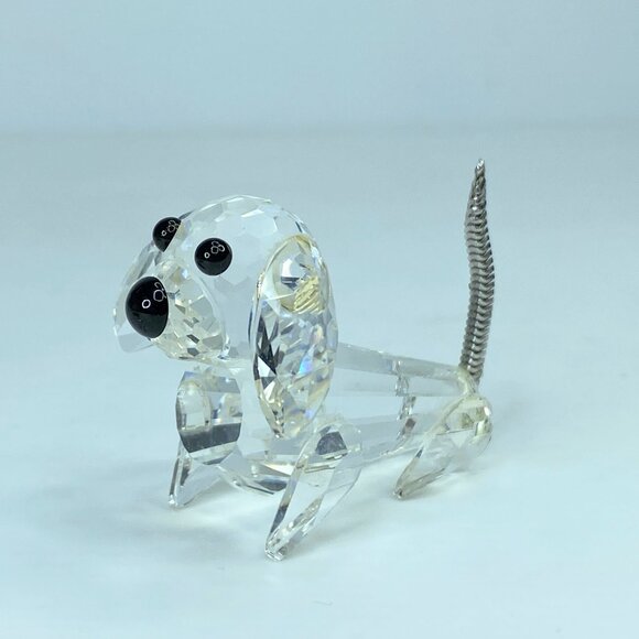 Swarovski Crystal Dachshund Dog Figurine Retired Black Eyes Wire Tail  S172 - Picture 2 of 7